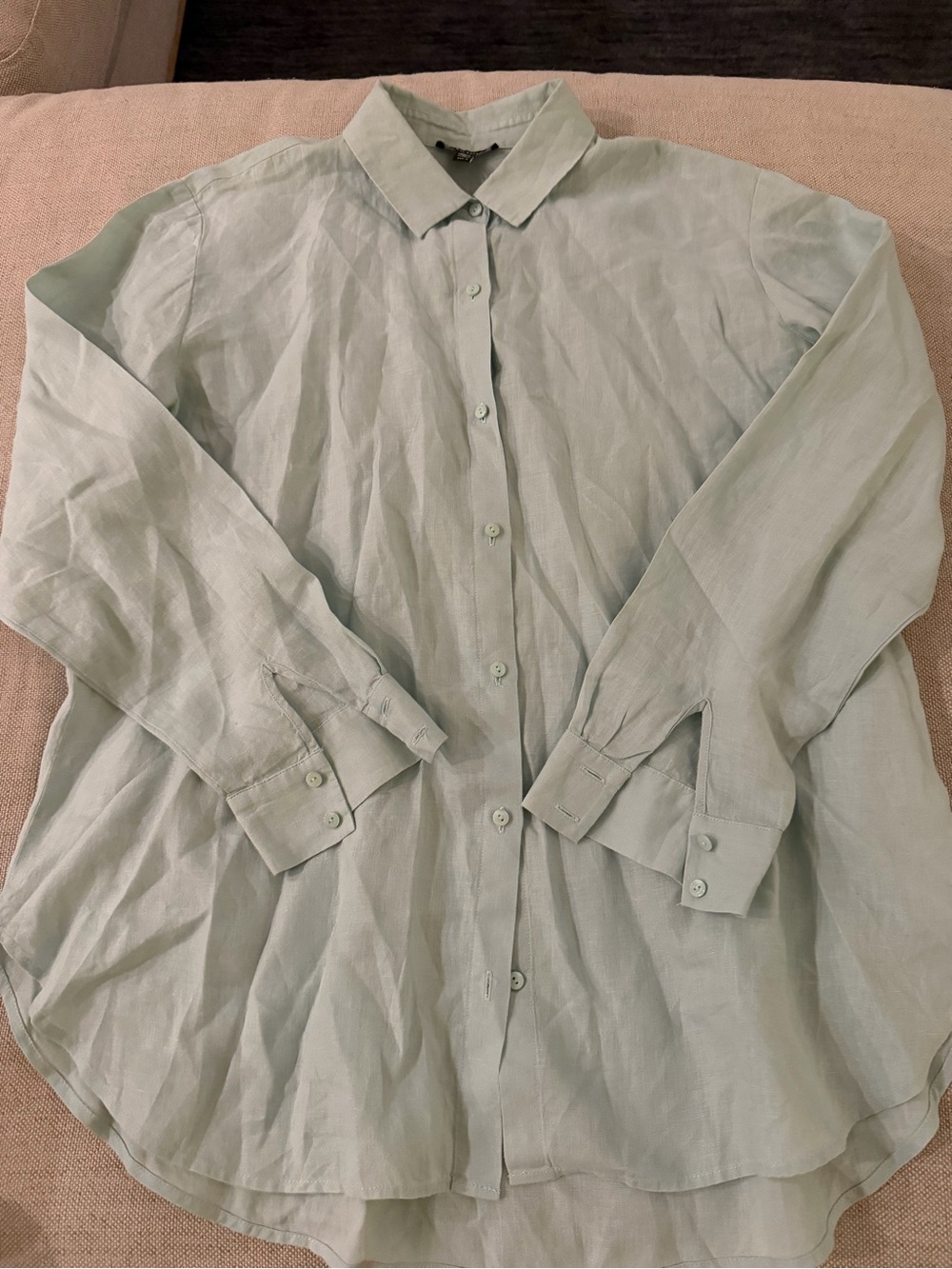 EILEEN FISHER M Organic Handkerchief Linen Classic Collar Shirt $178 - Picture 4 of 6